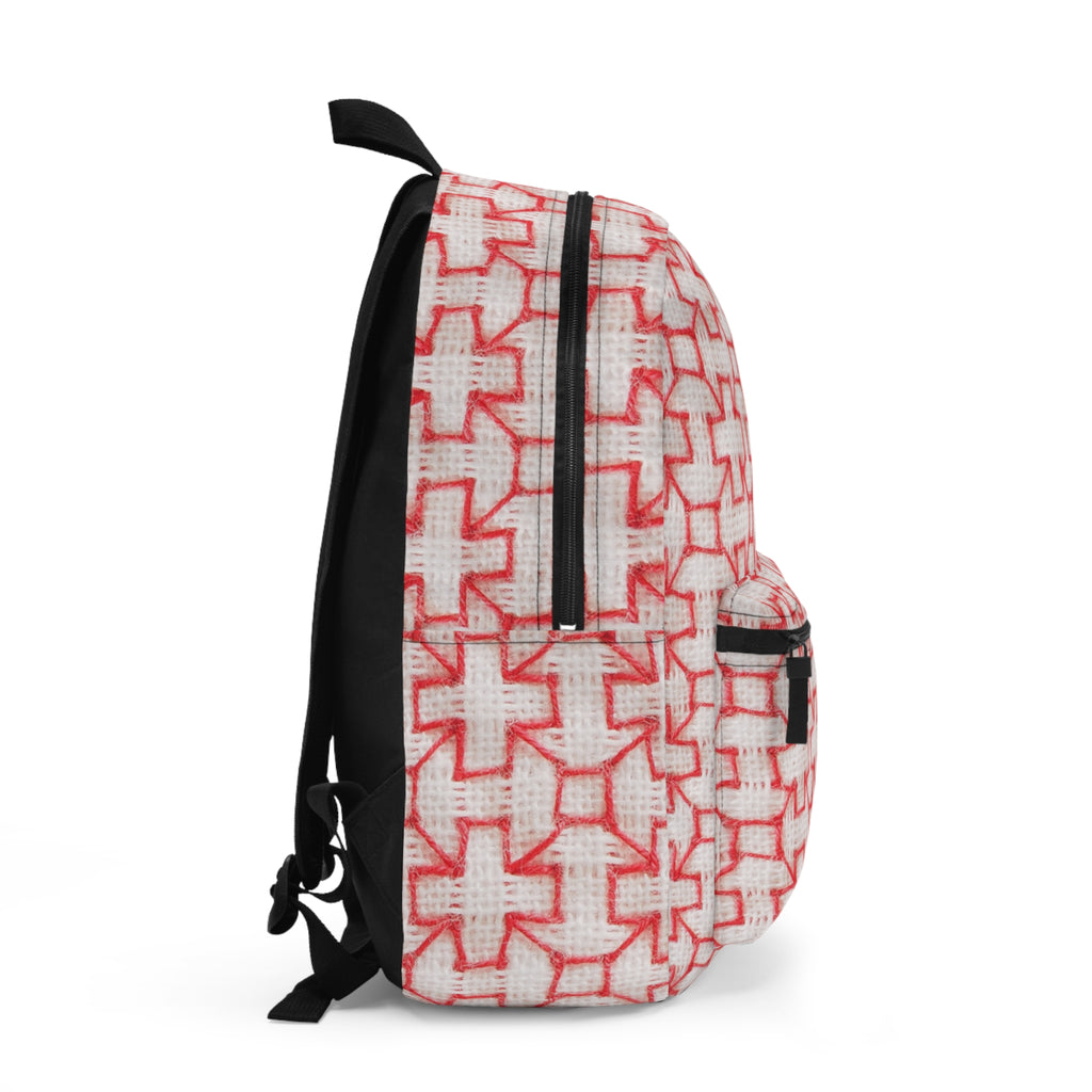Backpack - Pink Sashiko-Inspired Japanese Embroidery Collection for Sustainable Style