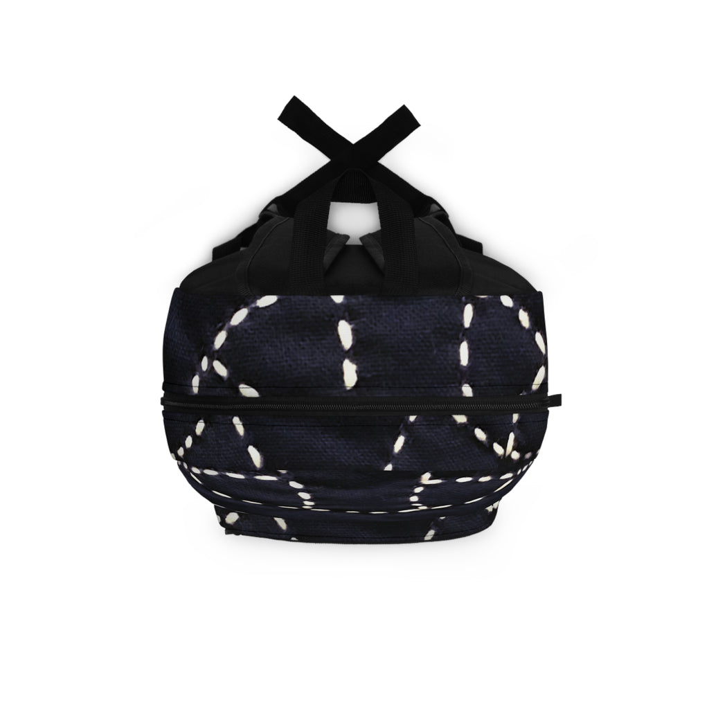 Backpack -Black Sashiko-Inspired Japanese Embroidery Collection for Sustainable Style