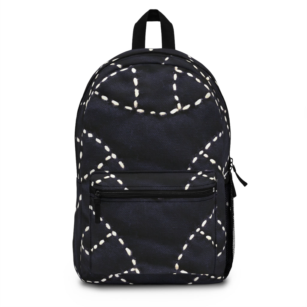 Backpack -Black Sashiko-Inspired Japanese Embroidery Collection for Sustainable Style