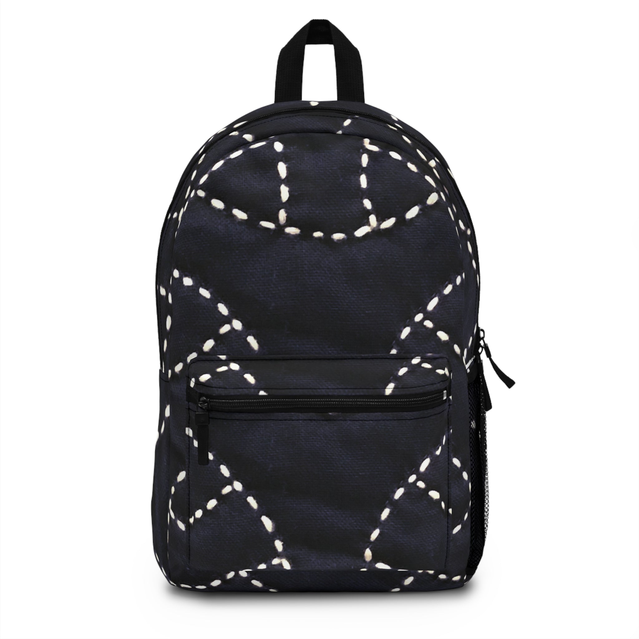 Backpack -Black Sashiko-Inspired Japanese Embroidery Collection for Sustainable Style