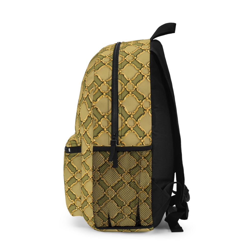 Backpack -Gold  Sashiko-Inspired Japanese Embroidery Collection for Sustainable Style