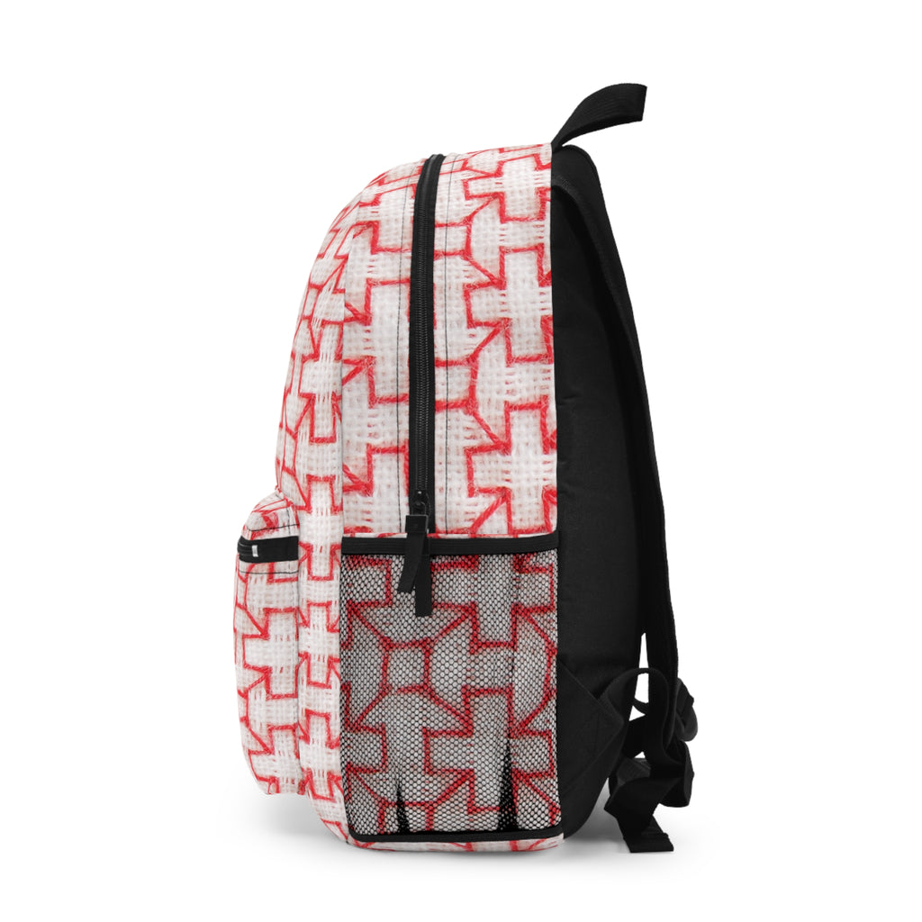 Backpack - Pink Sashiko-Inspired Japanese Embroidery Collection for Sustainable Style