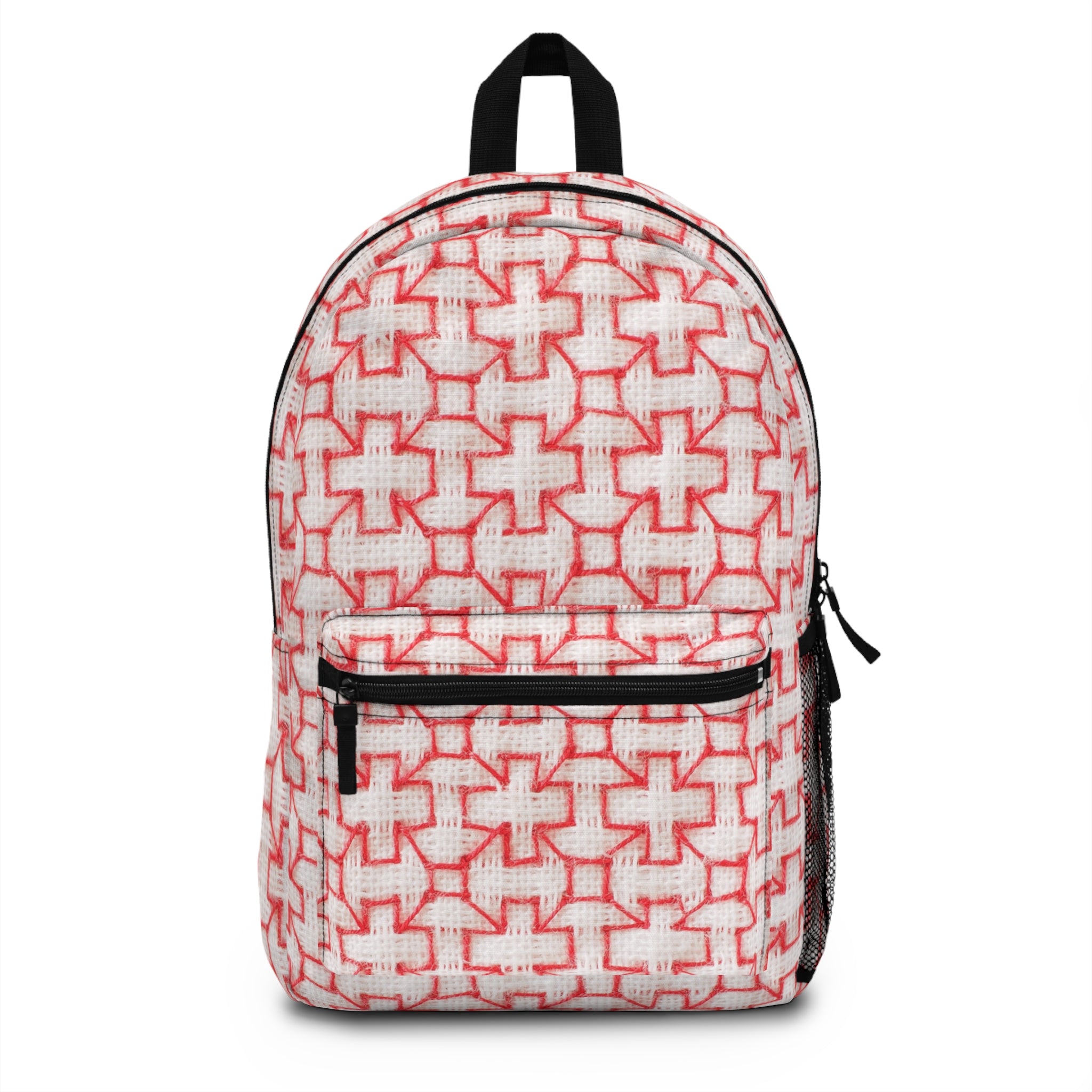 Backpack - Pink Sashiko-Inspired Japanese Embroidery Collection for Sustainable Style