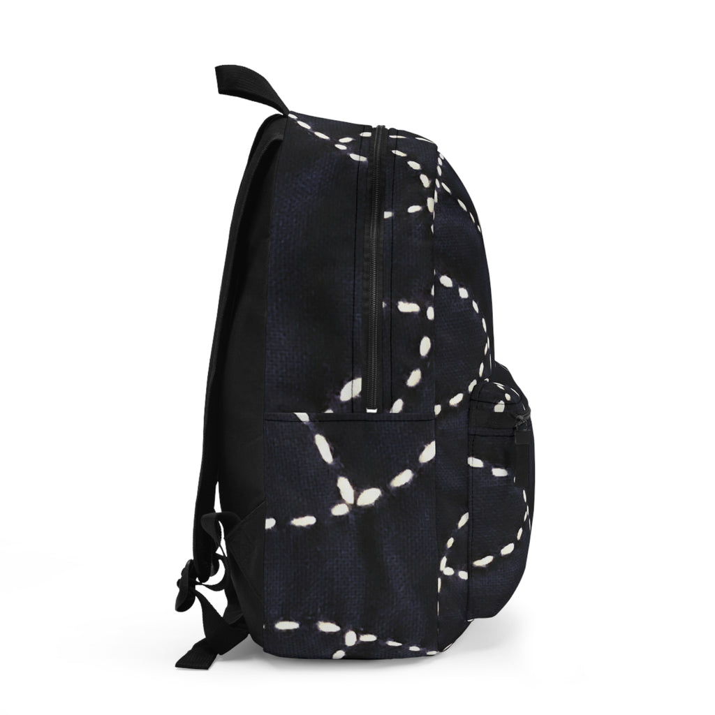 Backpack -Black Sashiko-Inspired Japanese Embroidery Collection for Sustainable Style