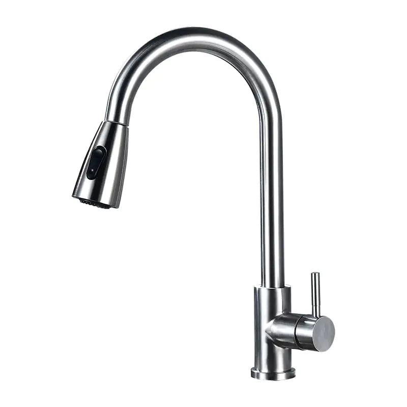 304 Stainless Steel Pull-out Kitchen Faucet with Dual Outlet