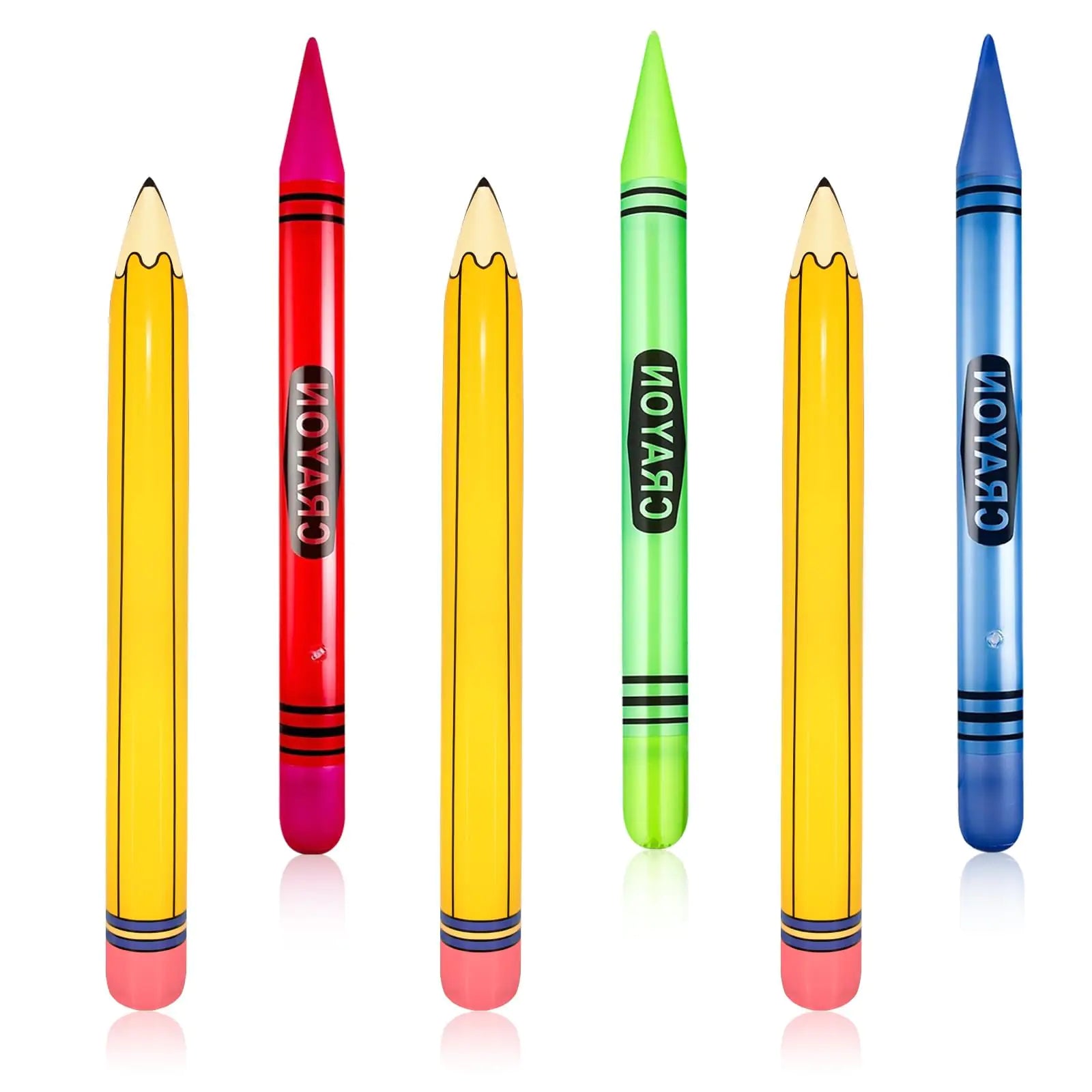 6 Pieces Giant Inflatable Crayon Pencil Balloon Set Multicolor Back to School Party School Decoration for Classroom Playground Indoor Outdoor Birthday Party School Theme Party Decoration Available